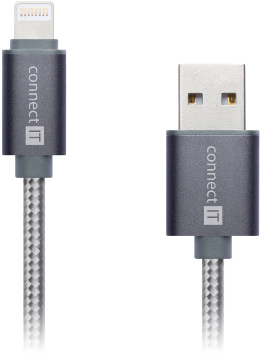 CONNECT IT Wirez Premium Metallic Lightning - USB, silver gray, 1m_1112711494