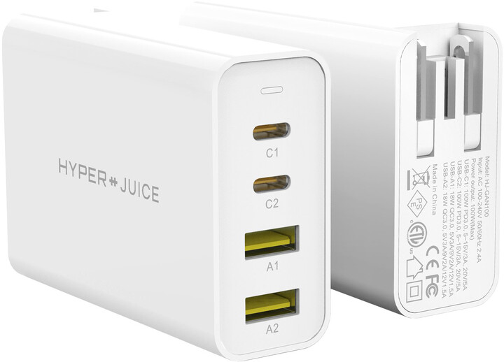 HyperJuice 100W GaN nabíjecí adaptér s 2x USB-C a 2xUSB 3.0 včetně cestovních redukcí_1848751934
