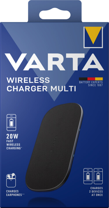 VARTA bezdrátová nabíječka Wireless Charger Multi, 10W + 10W, černá_1400118036