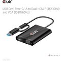 Club3D adaptér USB Gen1 Type-C/-A to Dual HDMI (4K/30Hz) / VGA (1080/60Hz)_1161121032
