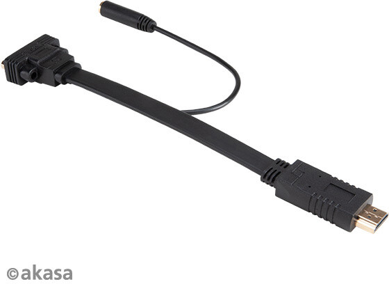 Akasa kabel HDMI - VGA s audio kabelem, M/F, 3.5 mm audio jack, 20cm, černá