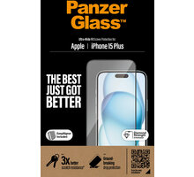 PanzerGlass ochranné sklo pro Apple iPhone 15 Plus, Ultra-Wide Fit 2811