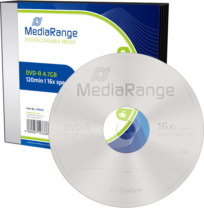 MediaRange DVD-R 4,7GB 16x, Slimcase 5ks_537999996