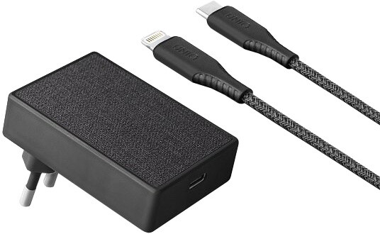UNIQ nabíječka Votre Slim Kit, 18W + USB-C - Lightning kabel