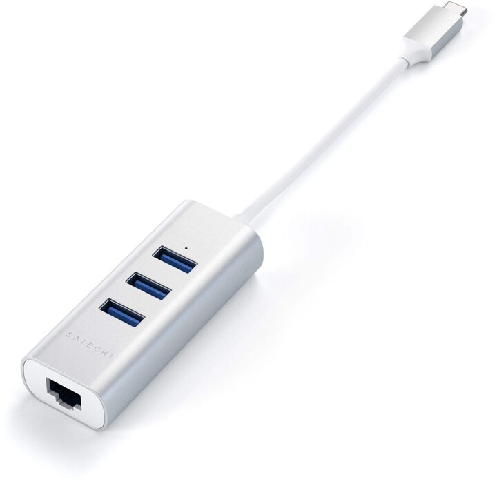 Satechi Type-C 2v1 3 Port USB 30 HUB Ethernet, stříbrná_838747692