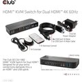 Club3D síťový přepínač - Switch, HDMI KVM Switch - Dual HDMI 4K@60Hz_402457885