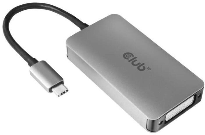 Club3D adaptér USB-C 3.2 Gen1 - DVI-D (Dual Link), M/F, aktivní, HDCP ON, 24.5cm, stříbrná_1652671382
