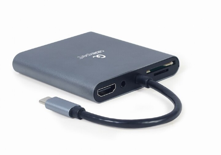 Gembird CABLEXPERT multiportový adaptér 6v1, USB 3.1 Gen1, HDMI 4K@30Hz, VGA, USB-C PD, jack, SD_1670568590