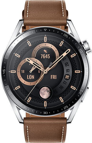 Huawei Watch GT 3 46 mm Classic Stainless Steel, Brown Leather Strap_416235875