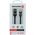 SWISSTEN datový kabel USB - Lightning, M/M, 3A, opletený, 0.2m, černá_1856850365