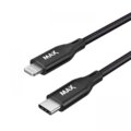 MAX kabel MFi Lightning - USB-C, opletený, 1m, černá_2130480223
