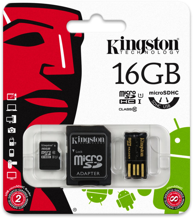 Kingston Micro SDHC 16GB Class 10 + SD adaptér + USB čtečka_505906951