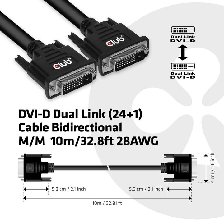 Club3D kabel DVI-D Dual Link, M/M, 10m_27887687