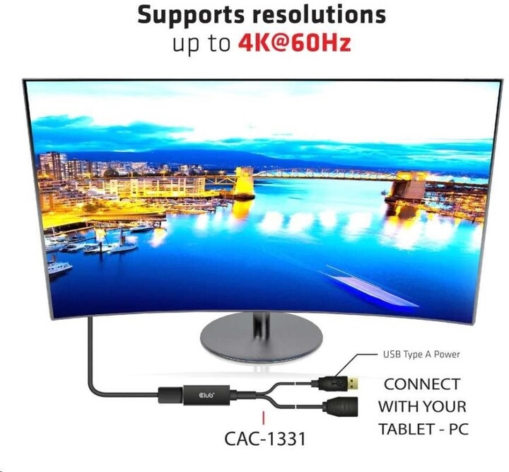 Club3D adaptér HDMI - DisplayPort 1.2, M/F, 4K@60Hz, aktivní, 25cm, černá_1477179851