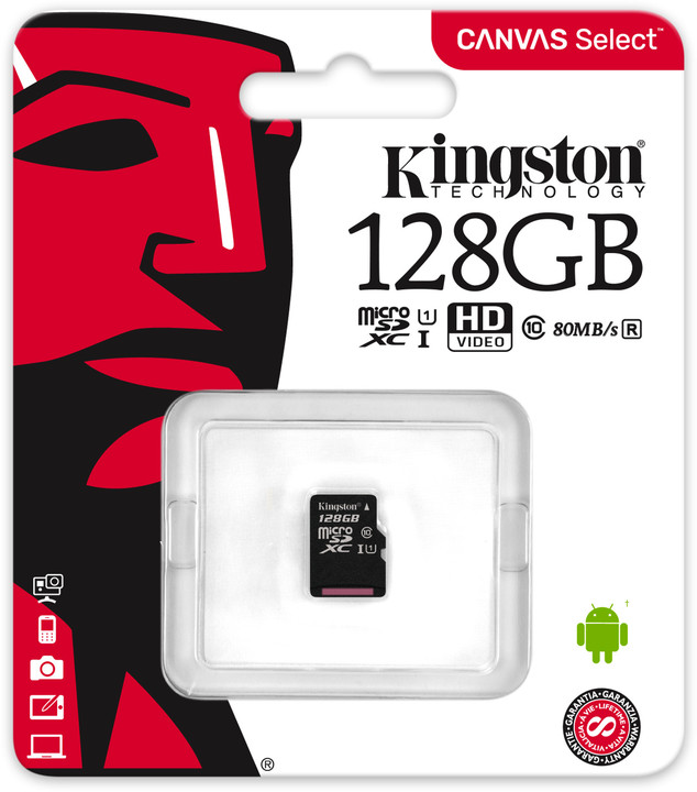 Kingston Micro SDXC Canvas Select 128GB 80MB/s UHS-I_2015836906