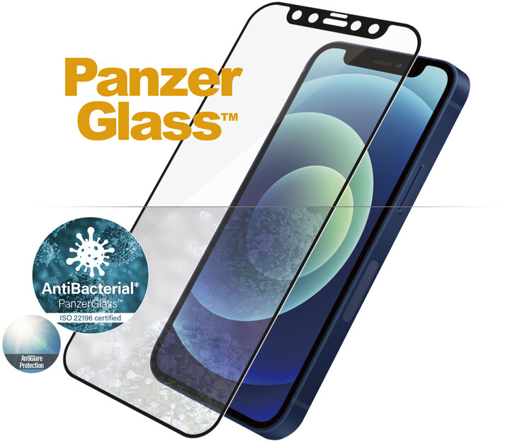PanzerGlass ochranné sklo Edge-to-Edge pro iPhone 12 mini, antibakteriální, Anti-Glare, 0.4mm, černá_1671634137