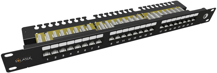 Solarix patch panel 6-UTP-BK-N - 24x RJ45, CAT6, UTP, černá, 1U_1420986848