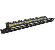 Solarix patch panel 6-UTP-BK-N - 24x RJ45, CAT6, UTP, černá, 1U SX24L-6-UTP-BK-N