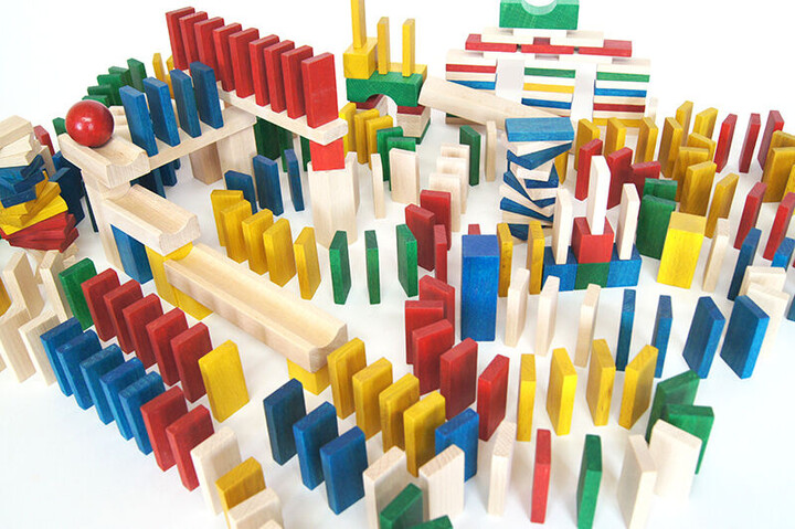 Hračka EkoToys - Domino, dřevěné, barevné, 830 dílků_2062414481