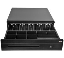 Virtuos pokladní zásuvka C425C, s kabelem, kovové držáky, 9-24V, černá EKN0112
