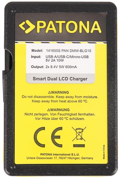 Patona nabíječka Dual Panasonic DMW-BLG10 s LCD, USB_1286195046