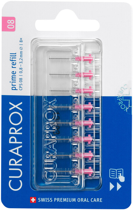 Mezizubní kartáček CURAPROX CPS08 prime refill, 8ks, růžová