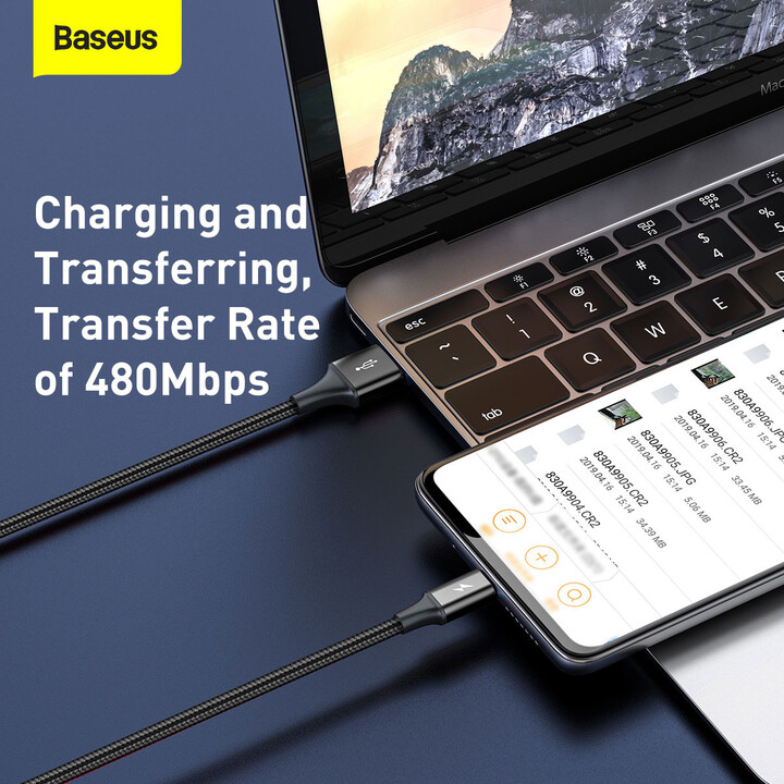 Baseus kabel Rapid Series 3v1 USB-A - USB-C/Lightning/microUSB, 1.2m, černá_1071013793