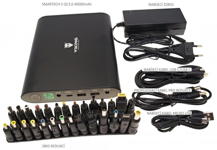 Viking notebooková powerbanka Smartech II Quick Charge 3.0 40000mAh, černá_1480275065