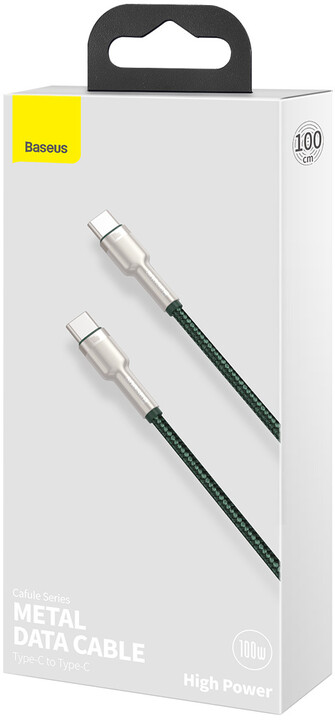 BASEUS kabel Cafule USB-C - USB-C, nabíjecí, datový, 100W, 1m, zelená