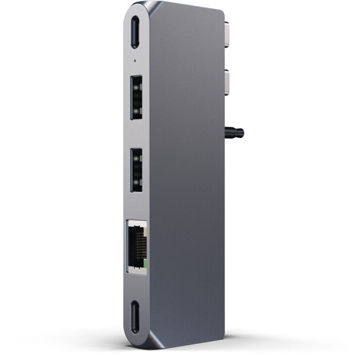 Satechi Aluminium Pro Hub Mini, USB4 96W, 6K@60Hz, 2x USB-A 3.0, Ethernet, USB-C, Audio, šedá_1601408811