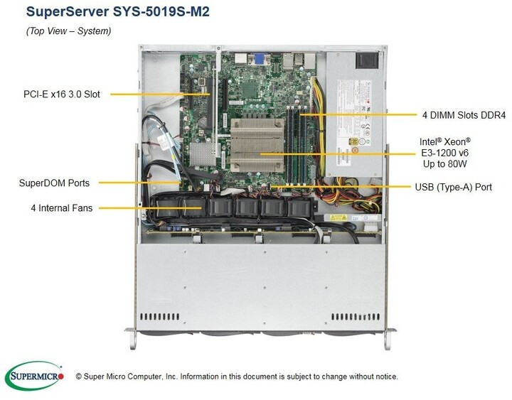 SuperMicro 5019S-M2 /LGA1151/iQ170/DDR4/3.5&quot; HS SATA3/350W_2075195009