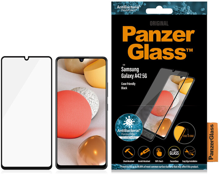PanzerGlass ochranné sklo Edge-to-Edge pro Samsung Galaxy A42, antibakteriální, černá_1052984401