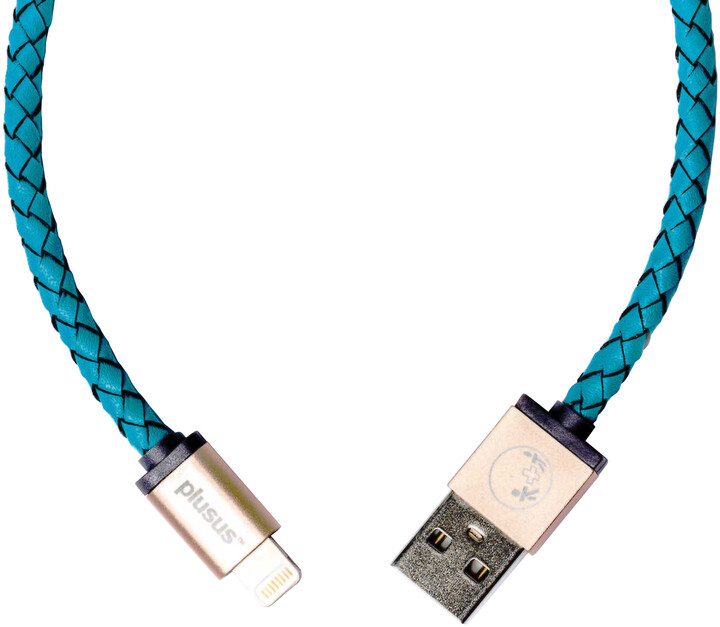 PlusUs LifeStar Handcrafted USB Charge &amp; Sync cable (1m) Lightning - Turquoise / Light Gold_60885616
