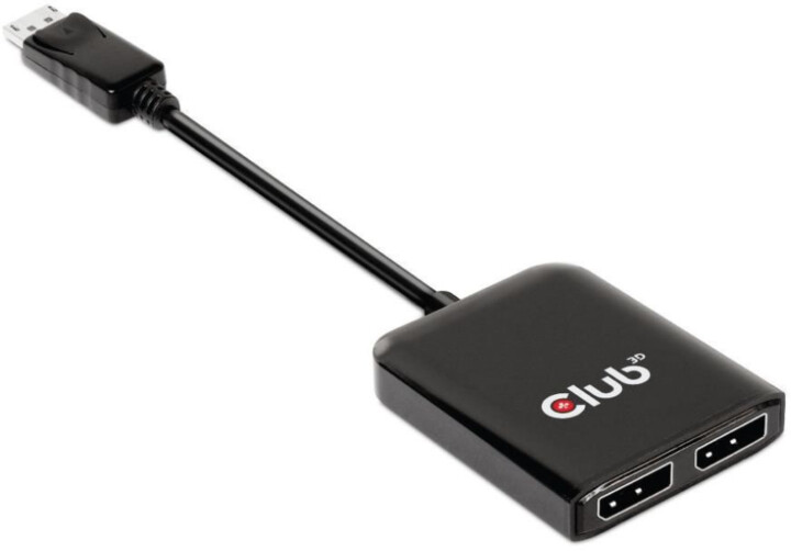Club3D adaptér USB-C 3.2 - 2xDisplayPort, M/F, 4K@60Hz, MST, 20cm, černá_1932981982
