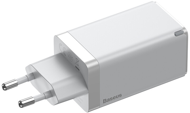 Baseus síťová nabíječka GaN2 Pro, 2xUSB-C, USB-A, QC, Fast Charging, 60W, bílá + USB-C kabel,_1277154902