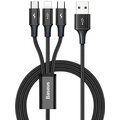Baseus kabel Rapid Series 3v1 USB-A - USB-C/Lightning/microUSB, 1.2m, černá_1852619698