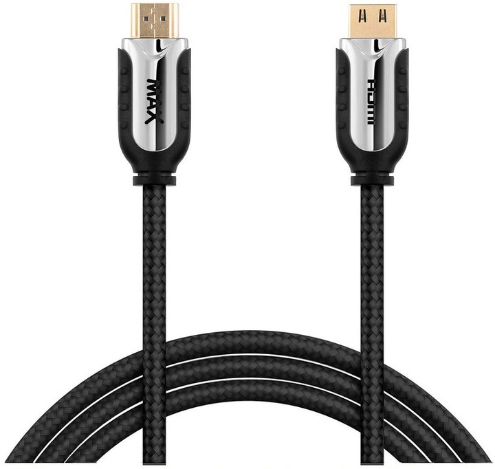 MAX MHC4201B kabel HDMI 2.0b 2.0 opletený, pozlacený 2m, černá_2123917176