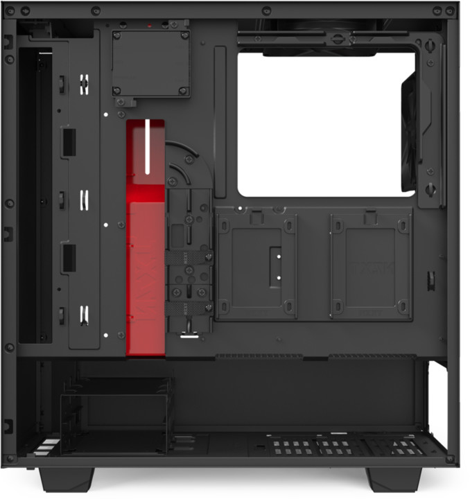 NZXT H510i, okno, černočervená