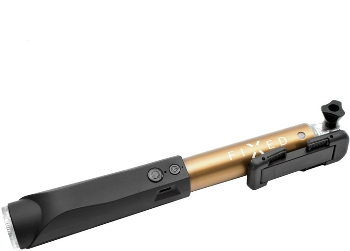 FIXED teleskopický selfie stick v luxusním hliníkovém provedení s BT spouští, zlatý_1458753662
