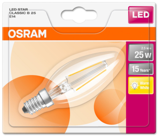 Osram LED Filament STAR ClasB 2,5W 827 E14 noDIM A++ 2700K_2098631295