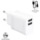 FIXED síťová nabíječka, 2xUSB-A, 17W Smart Rapid Charge, bílá + kabel USB-A - USB-C, 1m_1852997406