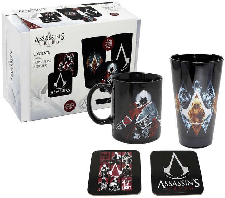 Dárkový set Assassins Creed - hrnek, sklenice, podtácky_1835460824