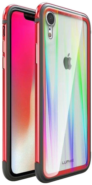 Luphie Aurora Condom Aluminium Frame + TPU Case pro iPhone XR, křišťálově červená_298095832