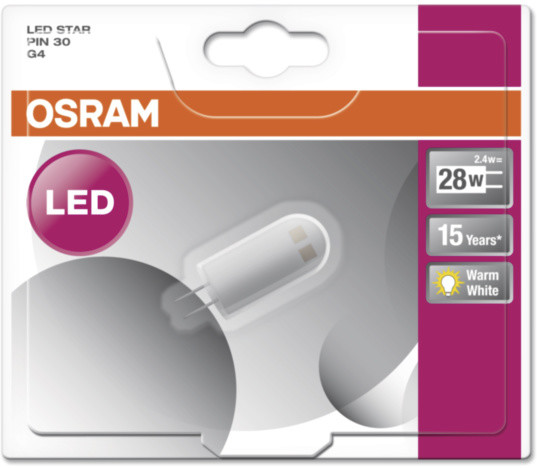 OSRAM LED STAR PIN 12V 2,4W 827 G4 noDIM A++ Plast matný 300lm 2700K 15000h (blistr 1ks)_576939951