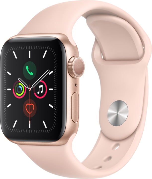 Apple Watch Series 5 GPS, 40mm Gold Aluminium Case with Pink Sand Sport Band_942762501
