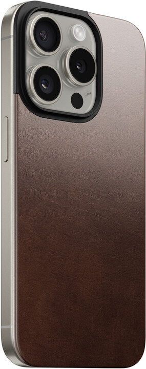 Nomad kožený ochranný kryt Magnetic Horween pro Apple iPhone 15 Pro, hnědá_219343254