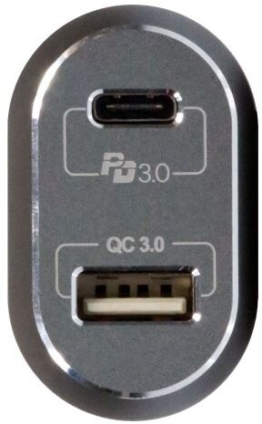 PORT CONNECT nabíječka do auta, USB-C + USB-A, 12-24V, černá_1476922507