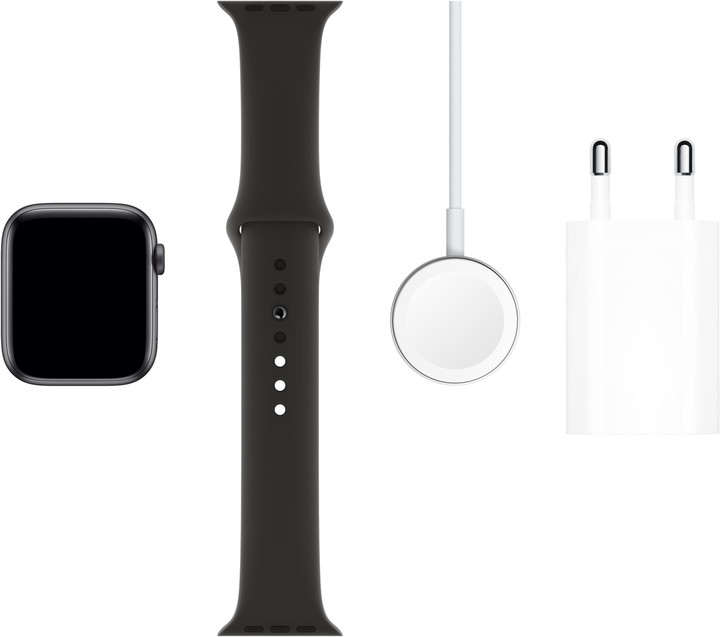 Apple Watch Series 5 GPS, 44mm Space Grey Aluminium Case with Black Sport Band - S/M &amp; M/L_1223496300