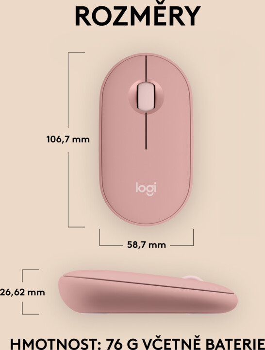 Logitech Pebble Mouse 2 M350s, rose_459255370