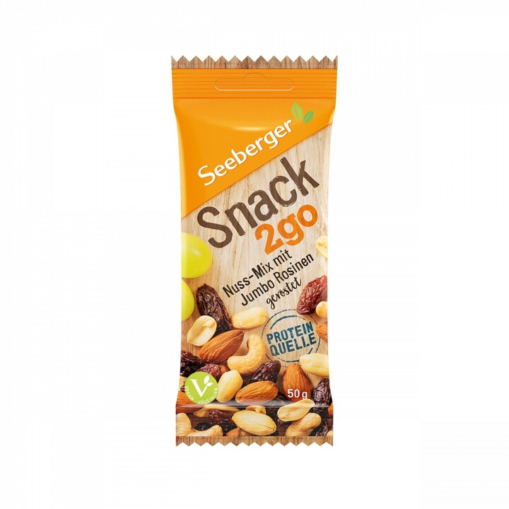 Seeberger ořechy - směs ořechů a rozinek Snack2go, 50g_1487466220